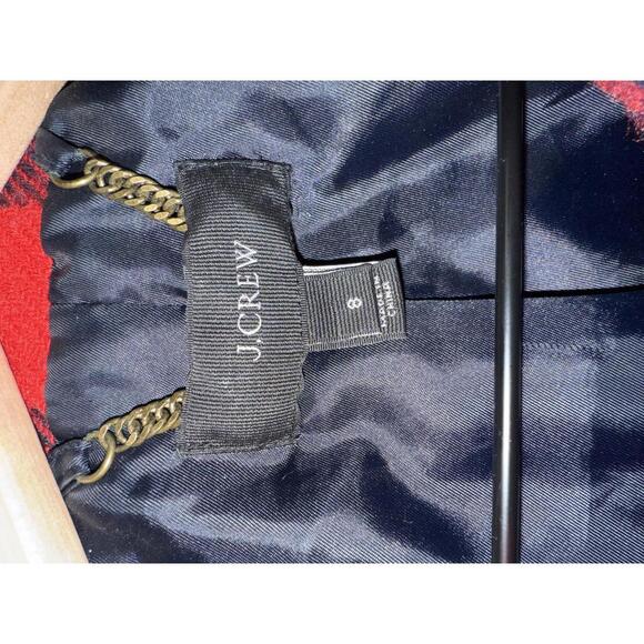 J.Crew Vintage Y2K Women's Buffalo Plaid Wool Peacoat in Red and Navy Blue - Picture 2 of 6